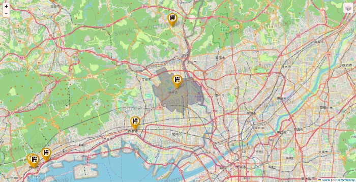 兵庫県のドン・キホーテの店舗地図