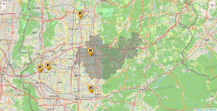 奈良県のドン・キホーテの店舗地図