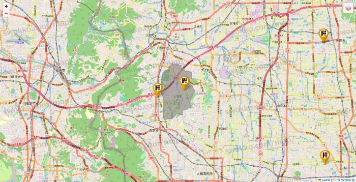 奈良県のドン・キホーテの店舗地図