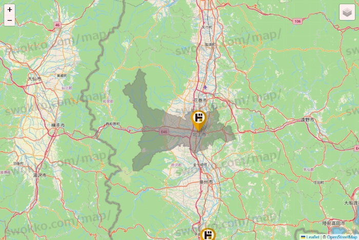 岩手県のドン・キホーテの店舗地図
