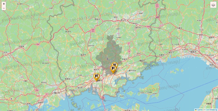 岡山県のドン・キホーテの店舗地図