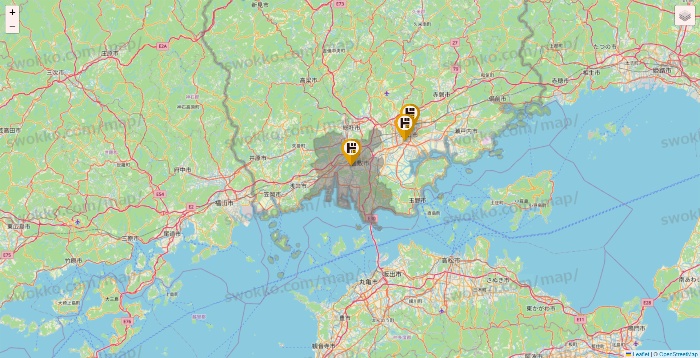 岡山県のドン・キホーテの店舗地図