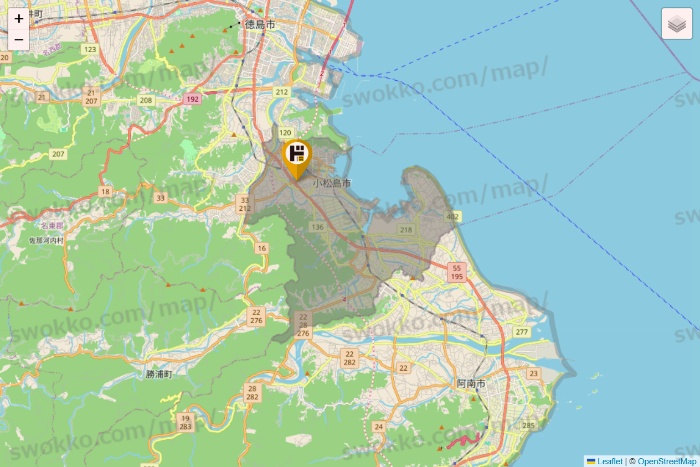 徳島県のドン・キホーテの店舗地図