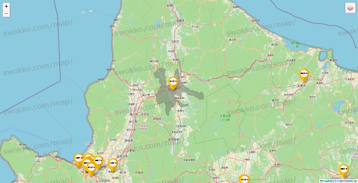 北海道のドトールの店舗地図