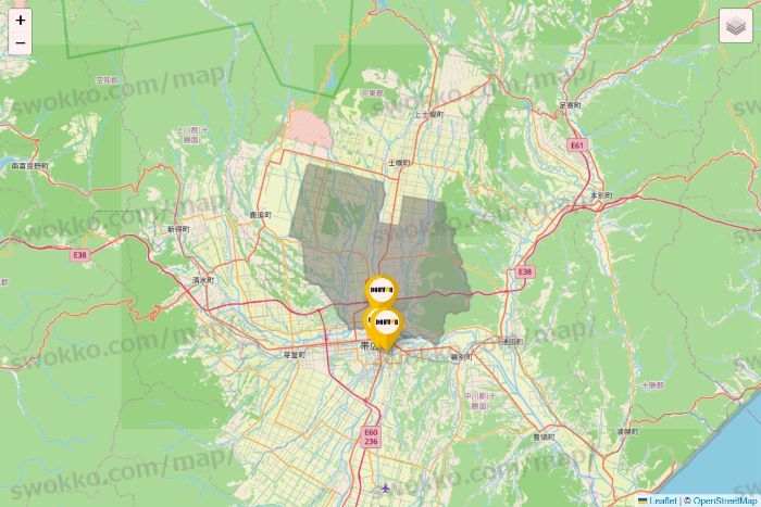 北海道のドトールの店舗地図