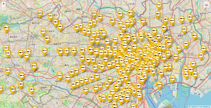 東京都のドトールの店舗地図