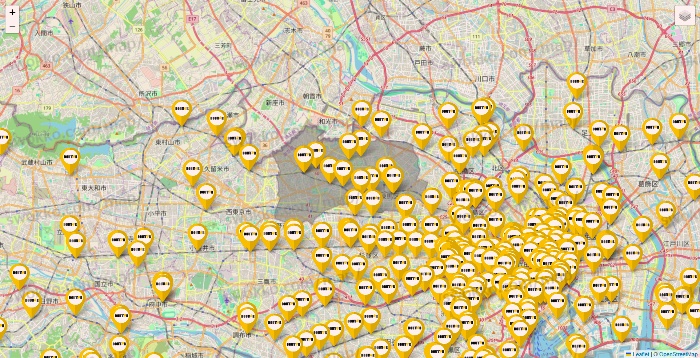東京都のドトールの店舗地図