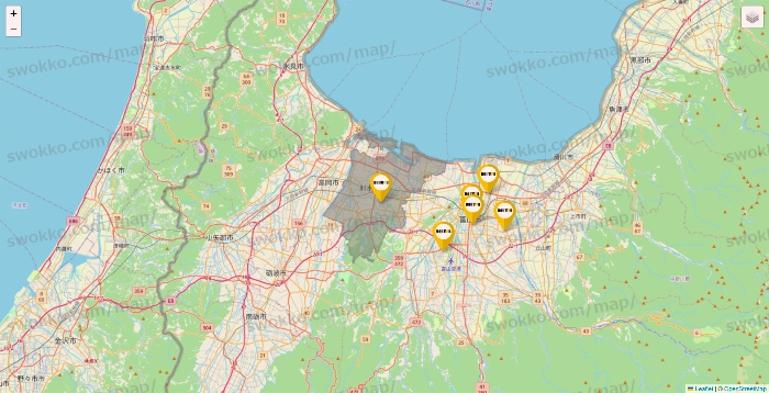富山県のドトールの店舗地図