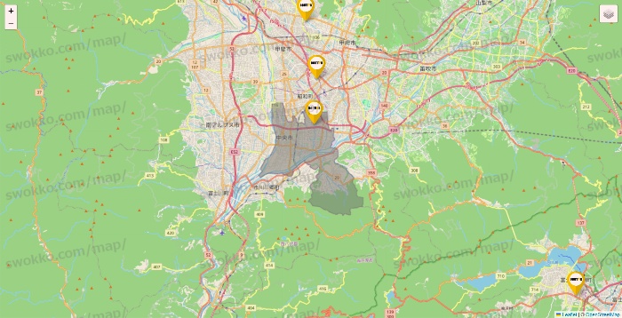 山梨県のドトールの店舗地図