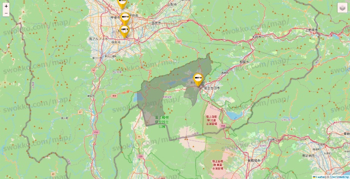 山梨県のドトールの店舗地図