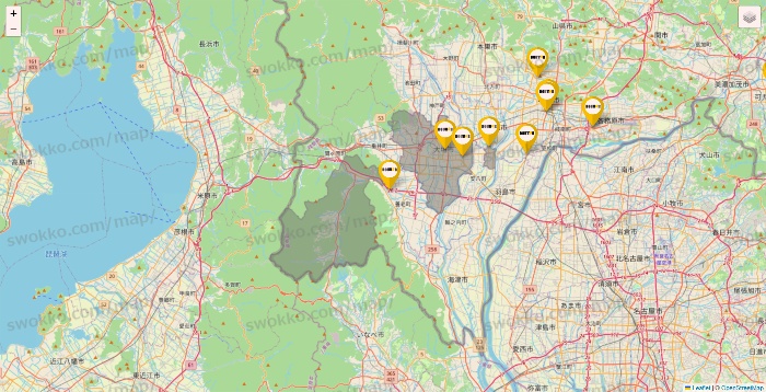 岐阜県のドトールの店舗地図