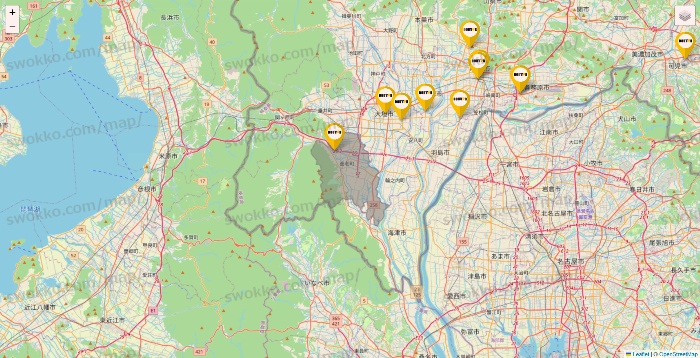 岐阜県のドトールの店舗地図