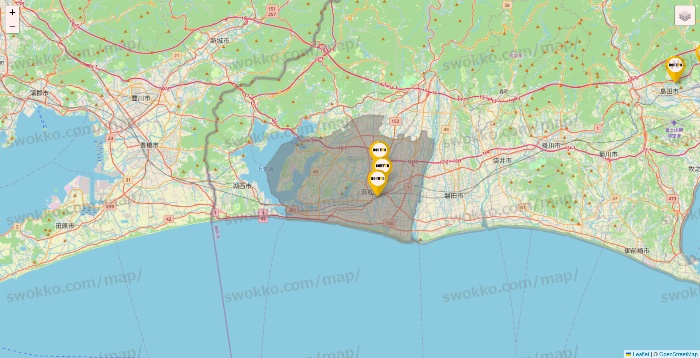 静岡県のドトールの店舗地図