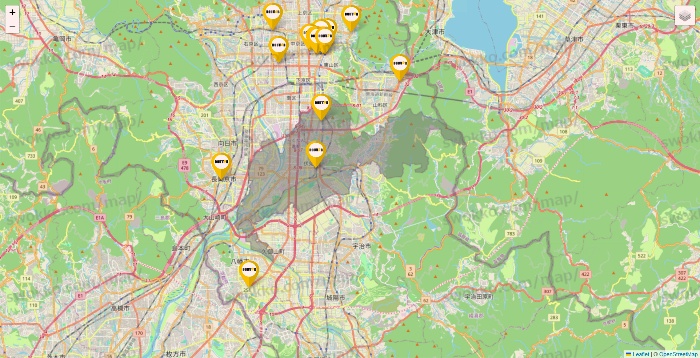 京都府のドトールの店舗地図