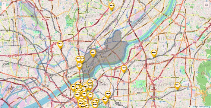 大阪府のドトールの店舗地図