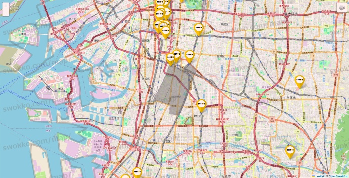 大阪府のドトールの店舗地図