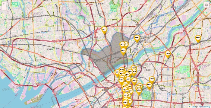 大阪府のドトールの店舗地図