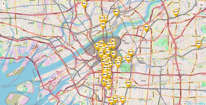 大阪府のドトールの店舗地図