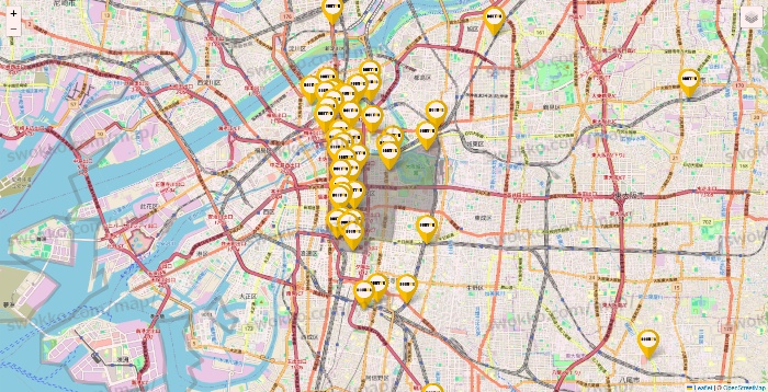 大阪府のドトールの店舗地図