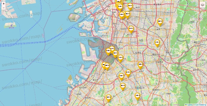 大阪府のドトールの店舗地図