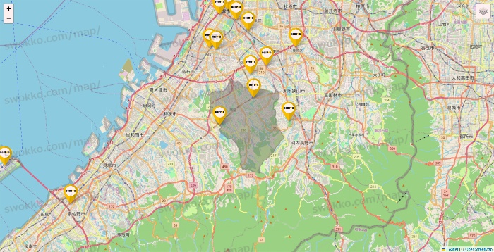 大阪府のドトールの店舗地図