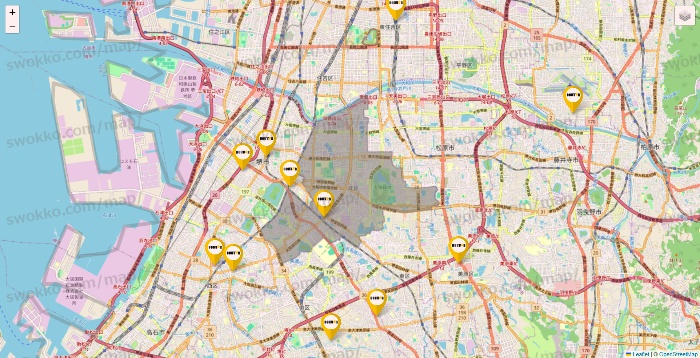 大阪府のドトールの店舗地図