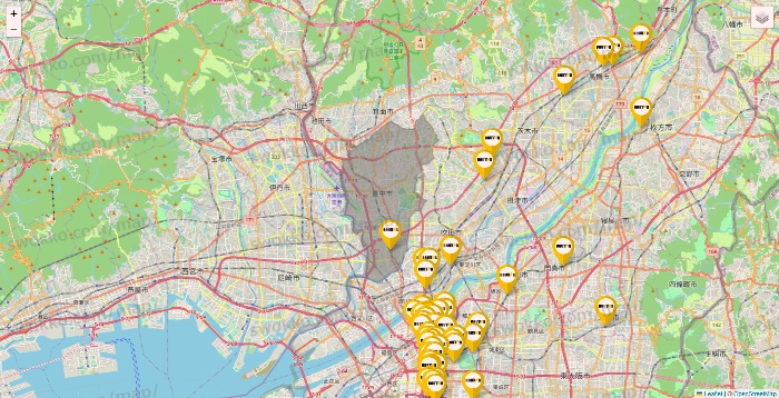 大阪府のドトールの店舗地図