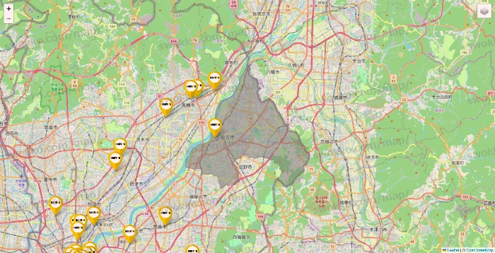 大阪府のドトールの店舗地図