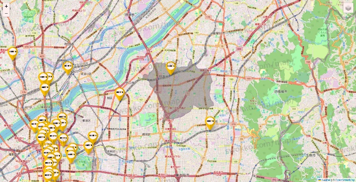 大阪府のドトールの店舗地図