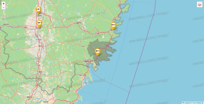 岩手県のドトールの店舗地図