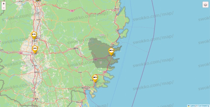 岩手県のドトールの店舗地図