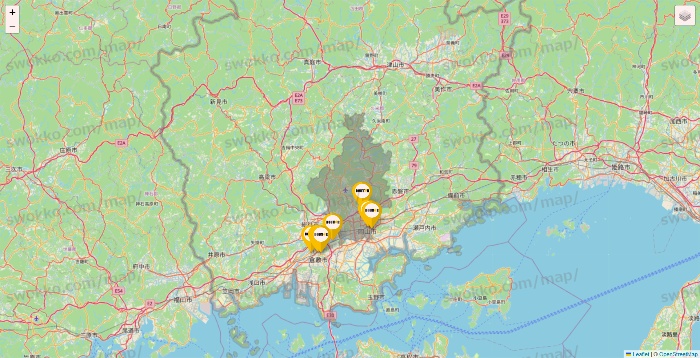 岡山県のドトールの店舗地図