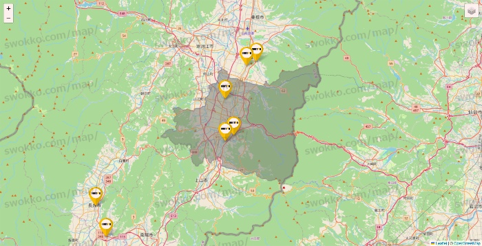 山形県のドトールの店舗地図