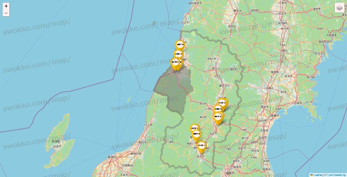 山形県のドトールの店舗地図