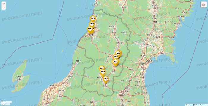 山形県のドトールの店舗地図