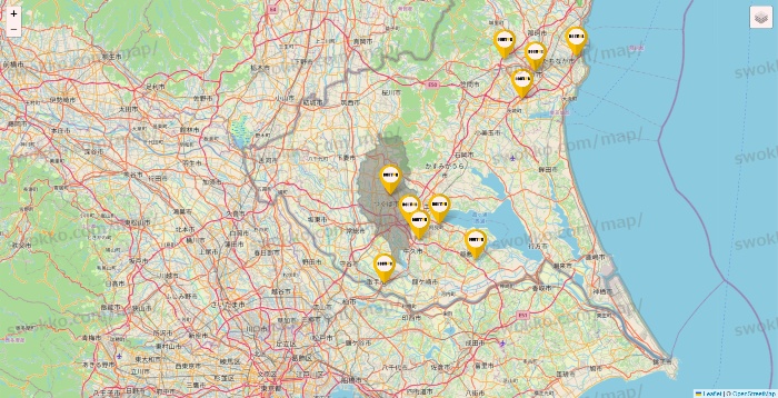 茨城県のドトールの店舗地図