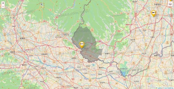 栃木県のドトールの店舗地図