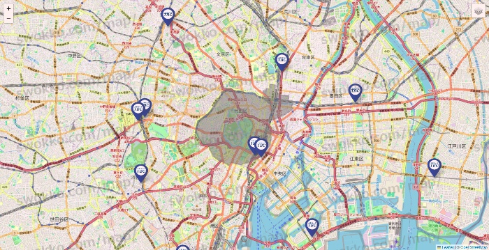 東京都のエステティックTBCの店舗地図