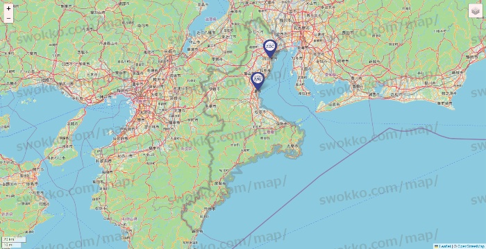 三重県のエステティックTBCの店舗地図