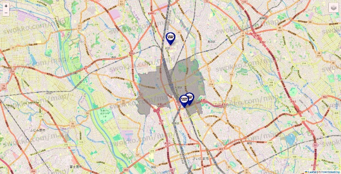 埼玉県のエクセルシオールカフェの店舗地図
