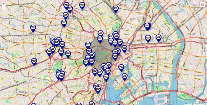 東京都のエクセルシオールカフェの店舗地図