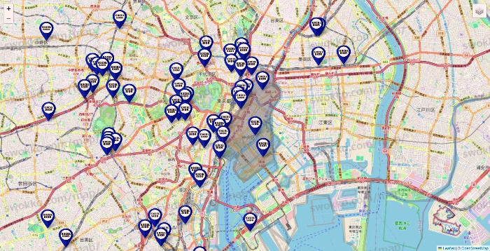 東京都のエクセルシオールカフェの店舗地図