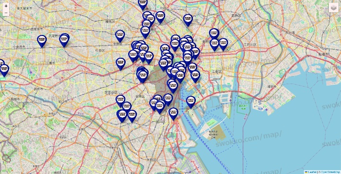 東京都のエクセルシオールカフェの店舗地図