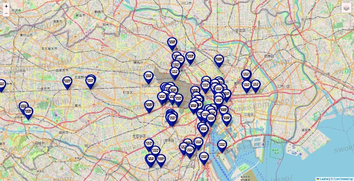 東京都のエクセルシオールカフェの店舗地図