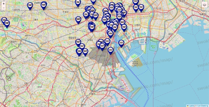 東京都のエクセルシオールカフェの店舗地図