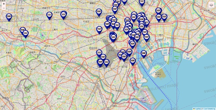 東京都のエクセルシオールカフェの店舗地図