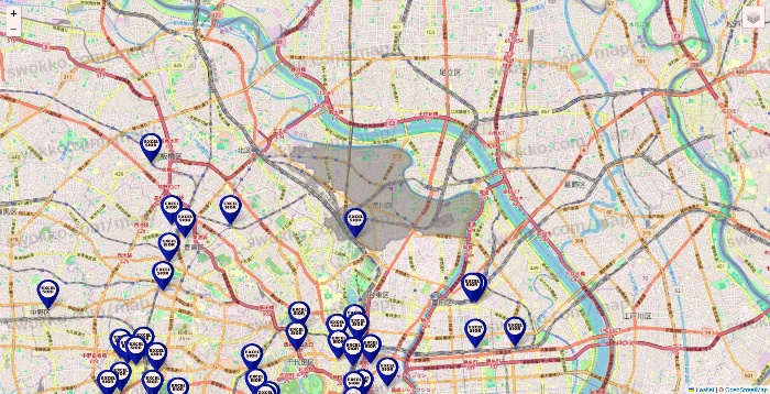 東京都のエクセルシオールカフェの店舗地図