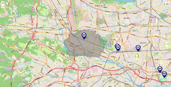 東京都のエクセルシオールカフェの店舗地図