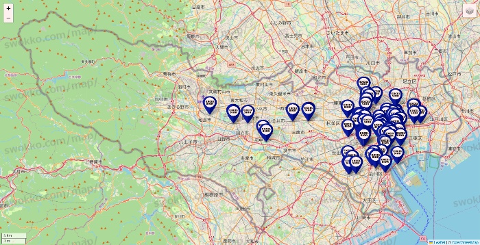 東京都のエクセルシオールカフェの店舗地図