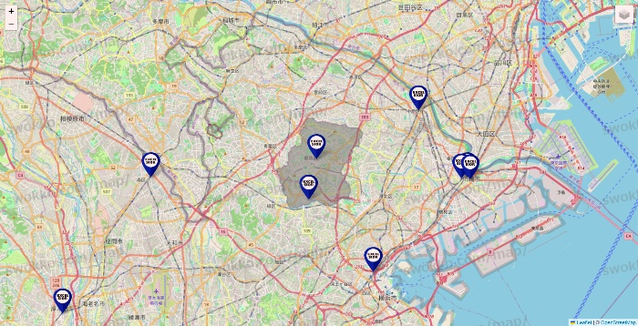 神奈川県のエクセルシオールカフェの店舗地図